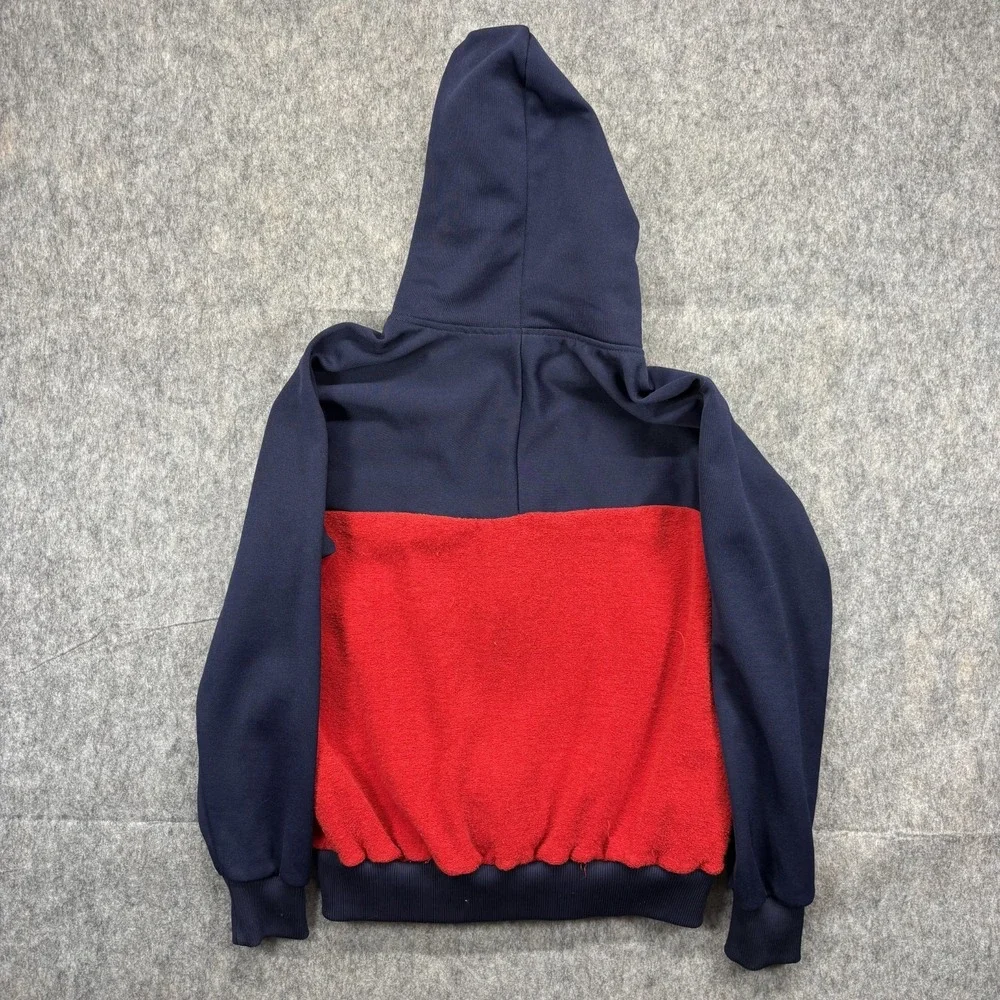 Vintage 1980s Adidas Hoodie‎ Sweatshirt Medium Red Blue Terry Cloth Tre Foil